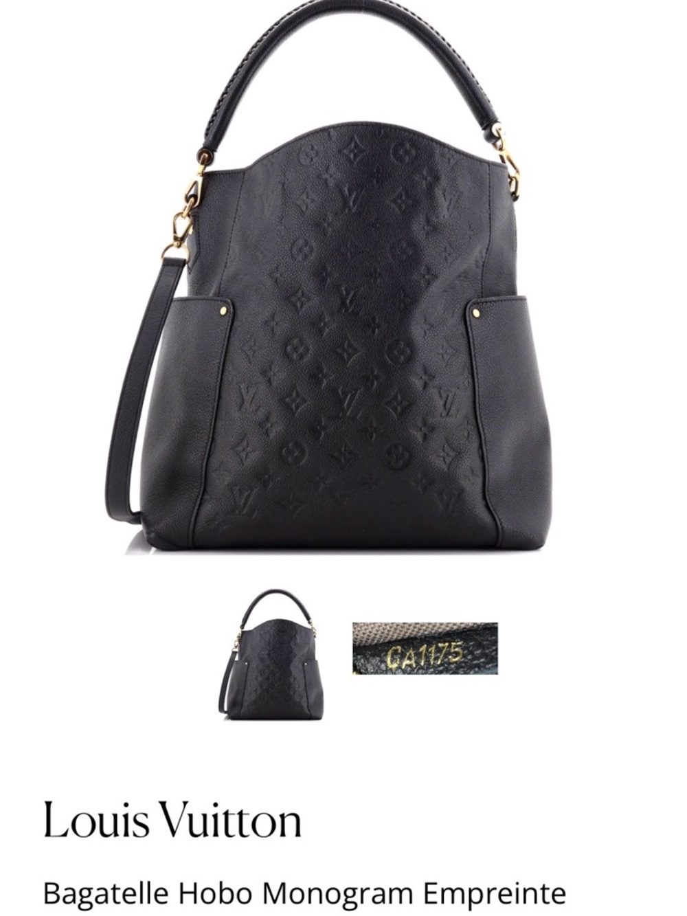 Louis Vuitton Black Monogram Empreinte Bagatelle Hobo